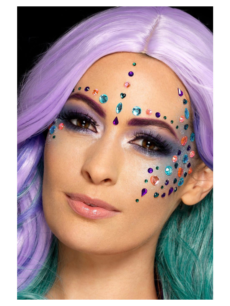 Smiffys Make-Up FX, Pastel Jewel Face Gems, Purple - 3