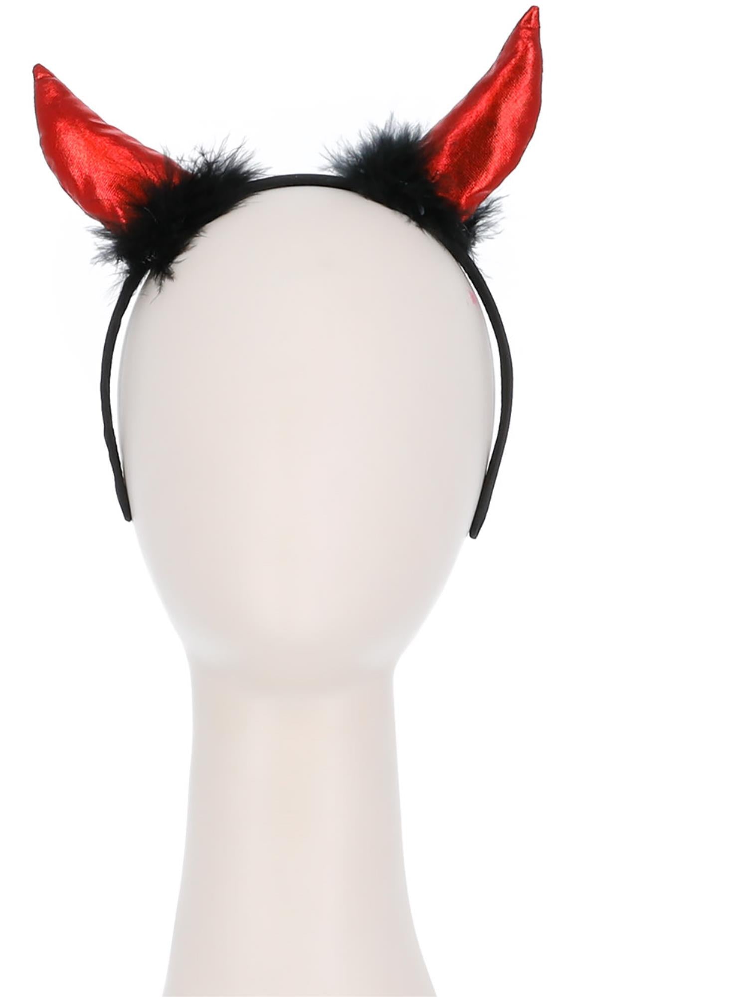 Metallic Devil Horn Headband, Red & Black 2