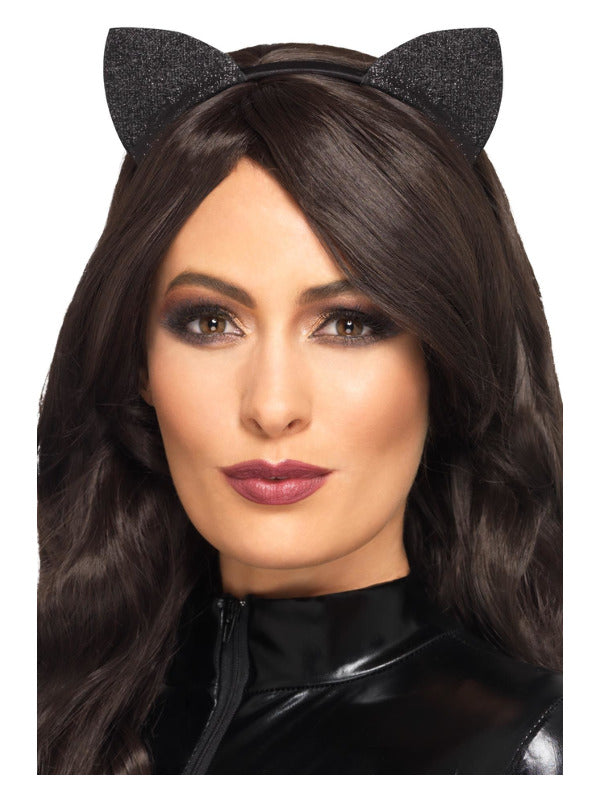 Glitter Vinyl Cat Ears, Black - 2
