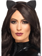 Glitter Vinyl Cat Ears, Black 1
