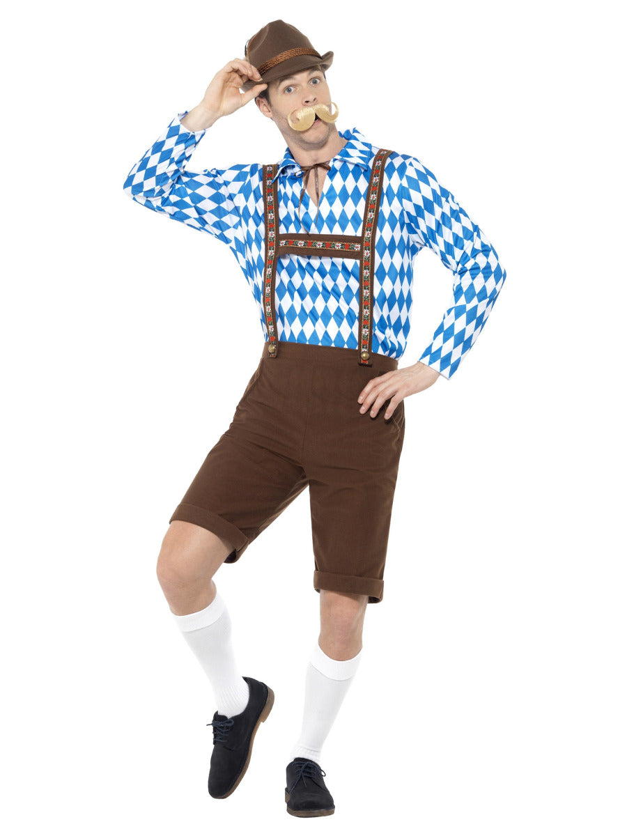 Bavarian Beer Man Costume, Blue & Brown - 1