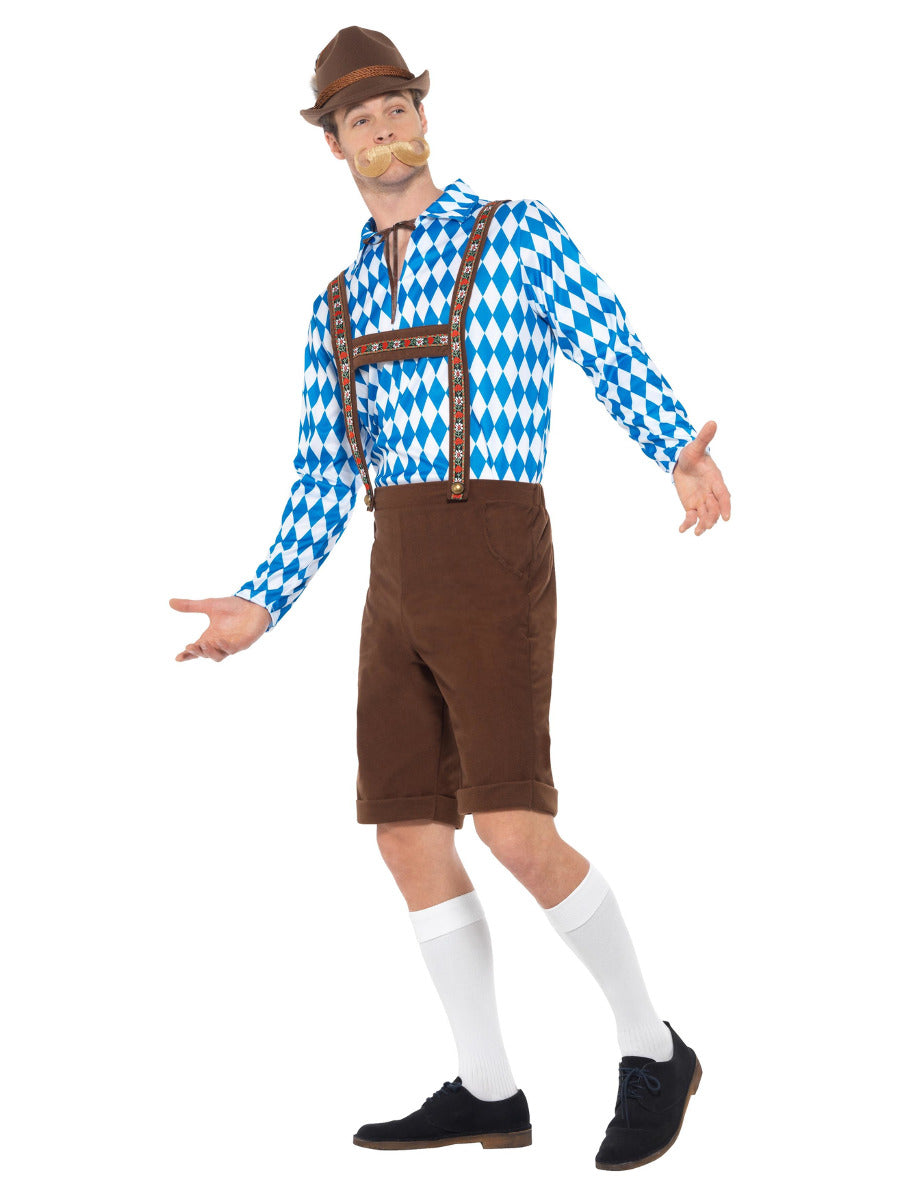 Bavarian Beer Man Costume, Blue & Brown - 4