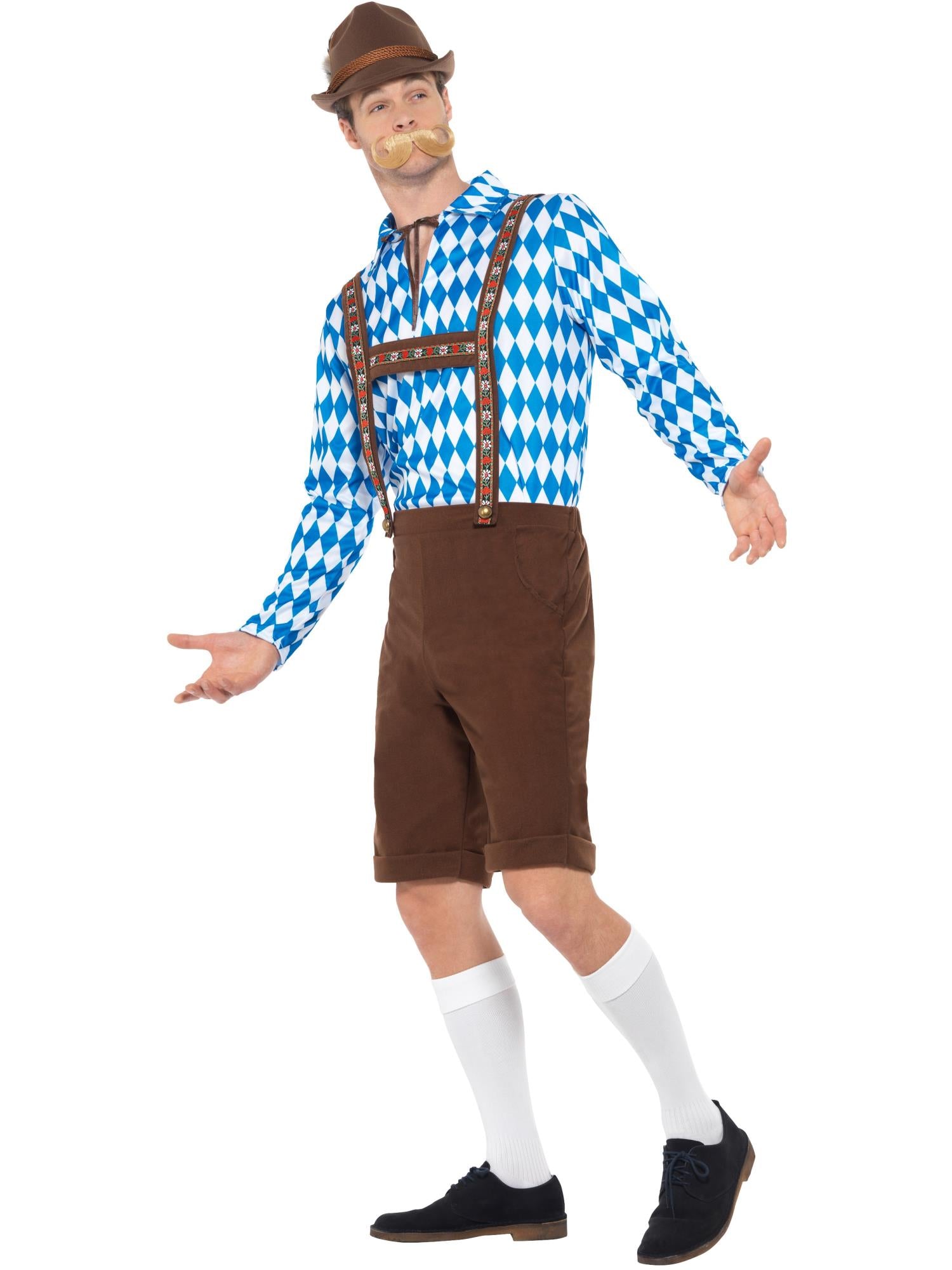 Bavarian Beer Man Costume, Blue & Brown 3