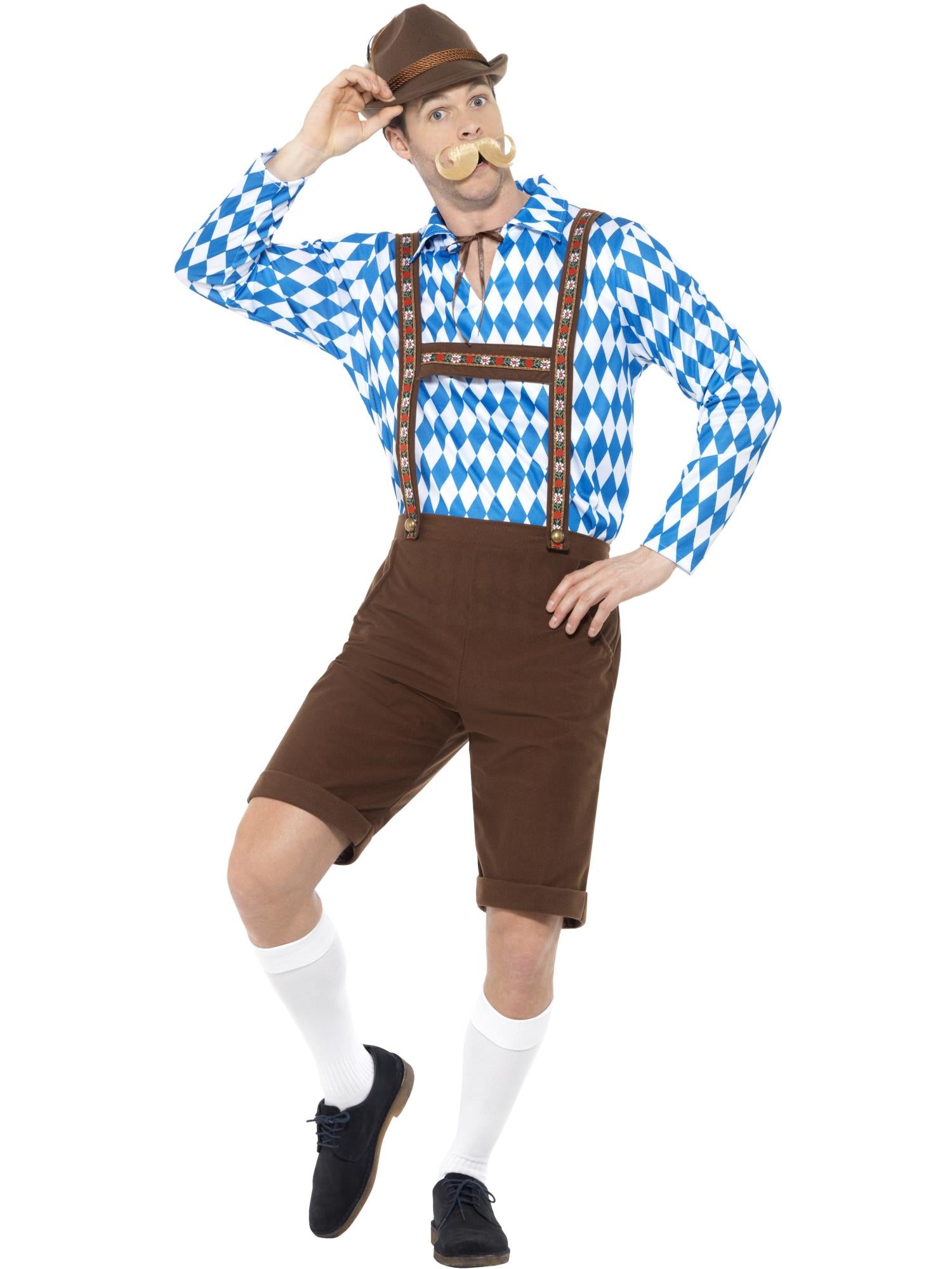 Bavarian Beer Man Costume, Blue & Brown 1