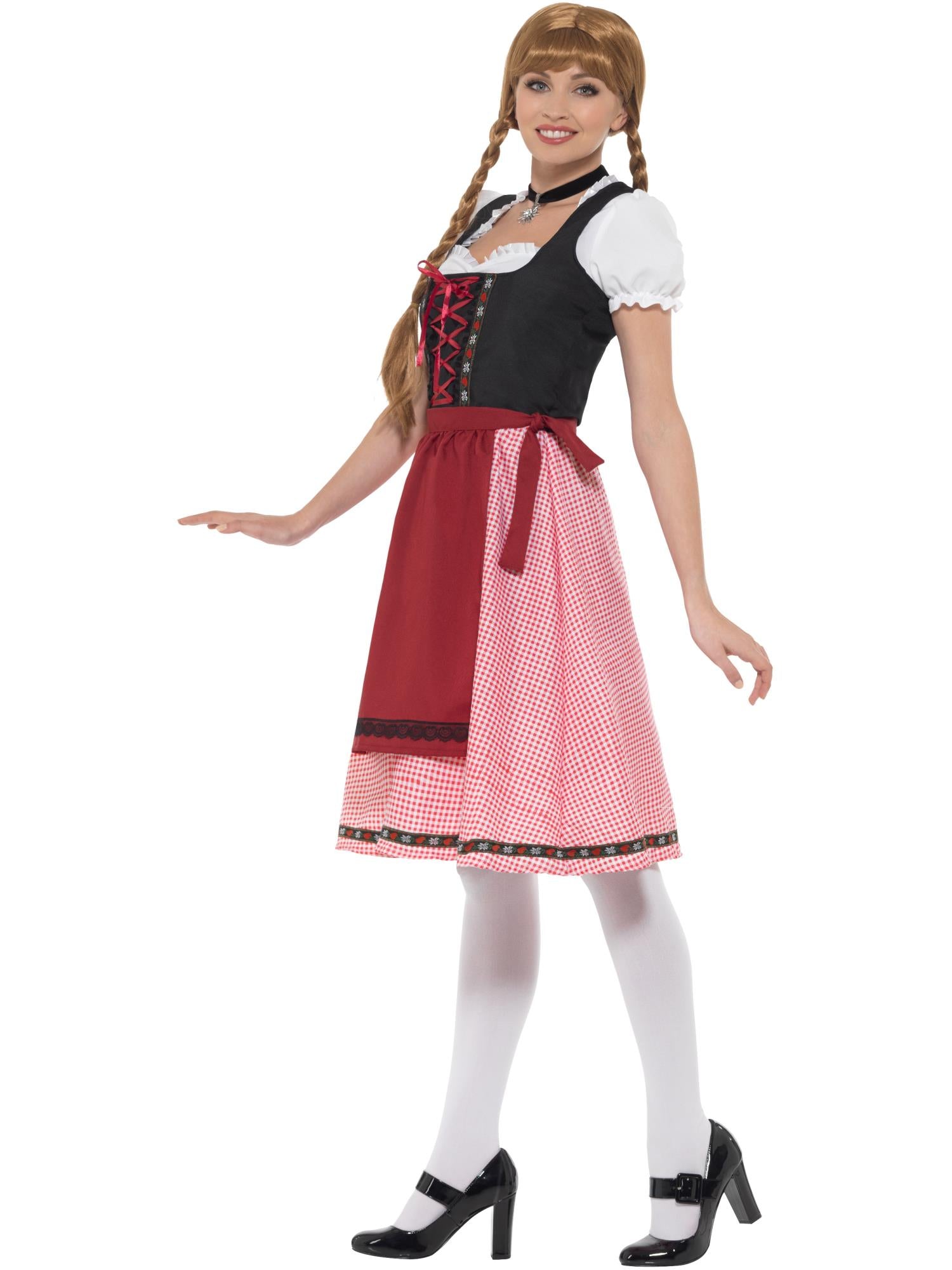 Bavarian Tavern Maid Costume, Red & Black 3