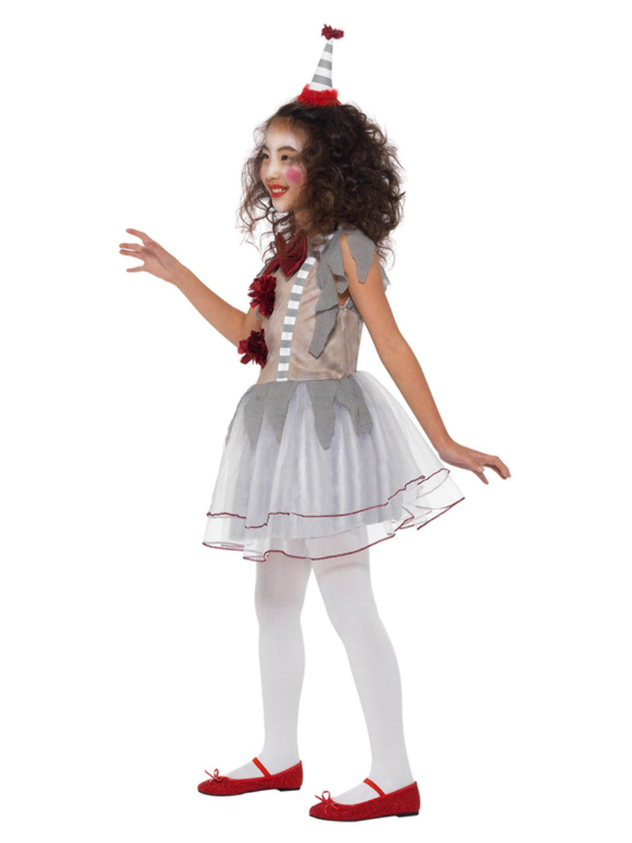 Vintage Clown Girl Costume, Grey & Red - 4