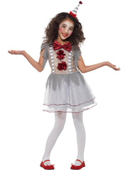 Vintage Clown Girl Costume, Grey & Red 1