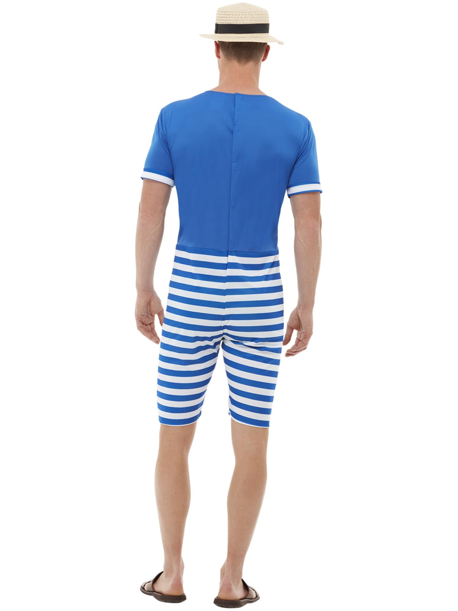 20s Bathing Suit Costume, Blue & White 2