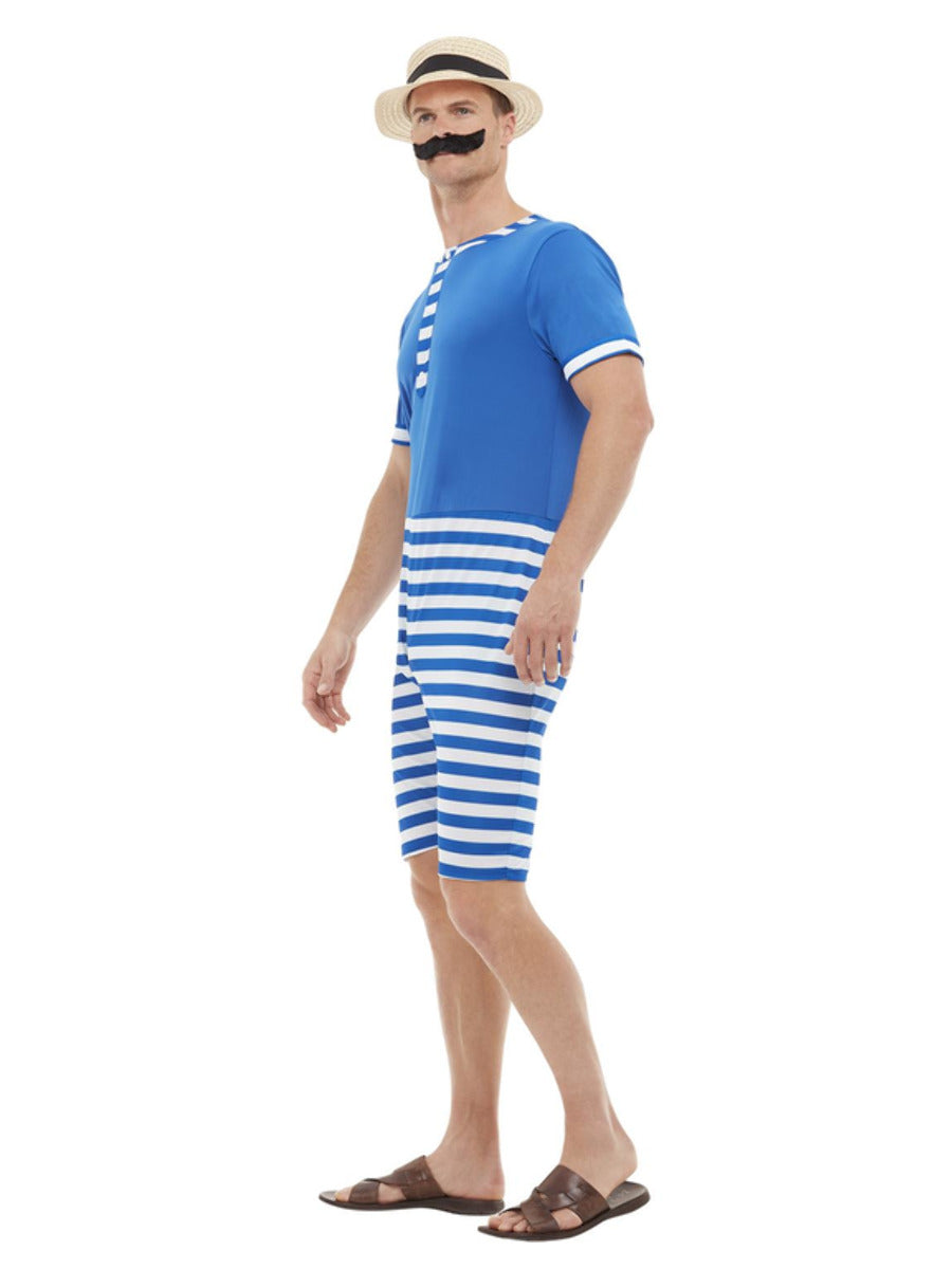 20s Bathing Suit Costume, Blue & White - 4