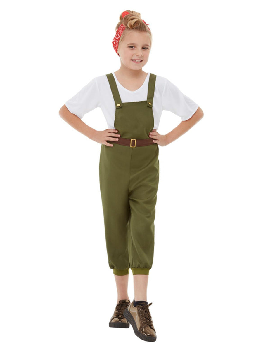 WW2 Little Land Girl Costume, Green - 5