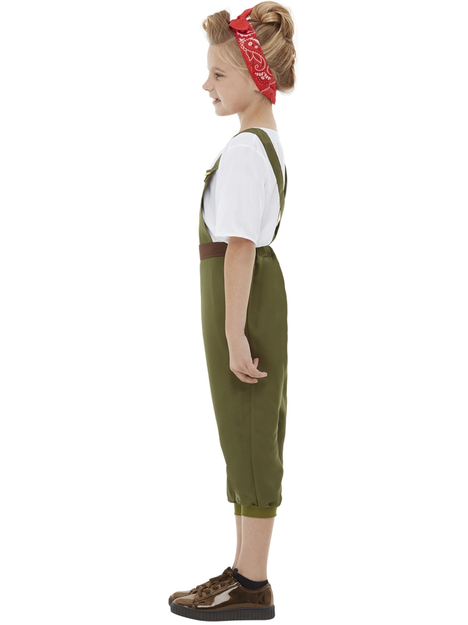 WW2 Little Land Girl Costume, Green 3