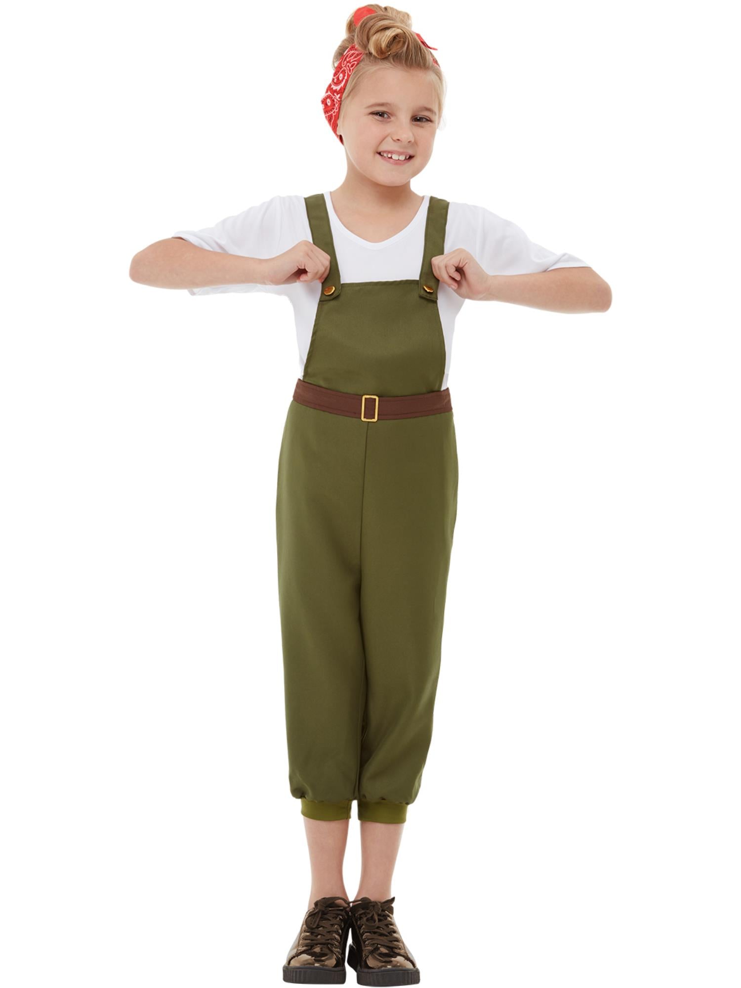 WW2 Little Land Girl Costume, Green 1