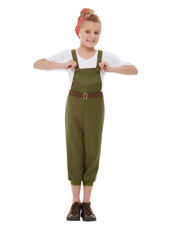 WW2 Little Land Girl Costume, Green - 2