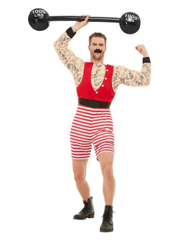 Deluxe Strongman Costume, Red & White - 2