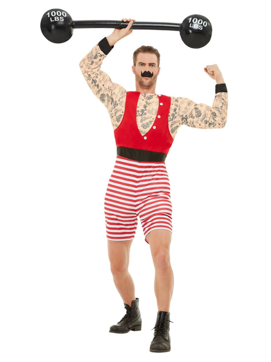 Deluxe Strongman Costume, Red & White - 1