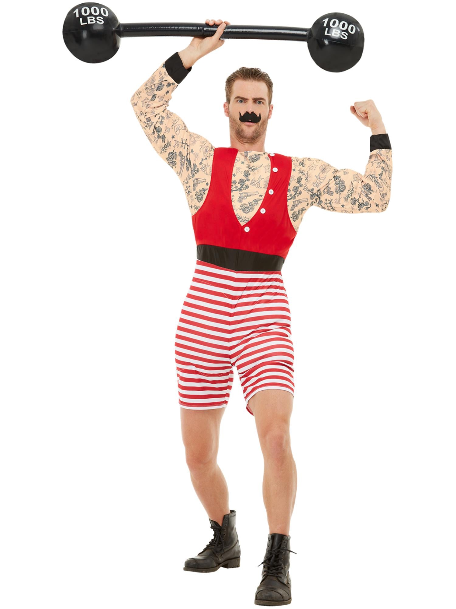 Deluxe Strongman Costume, Red & White 1