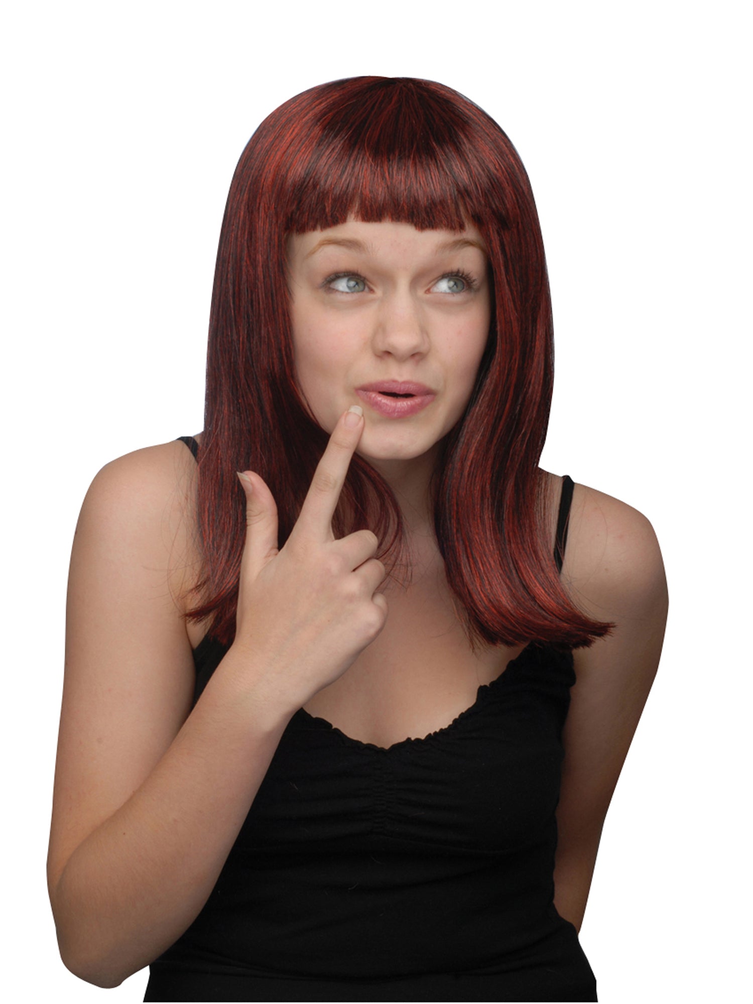 SHOULDER LENGTH WIG RD/BK 1