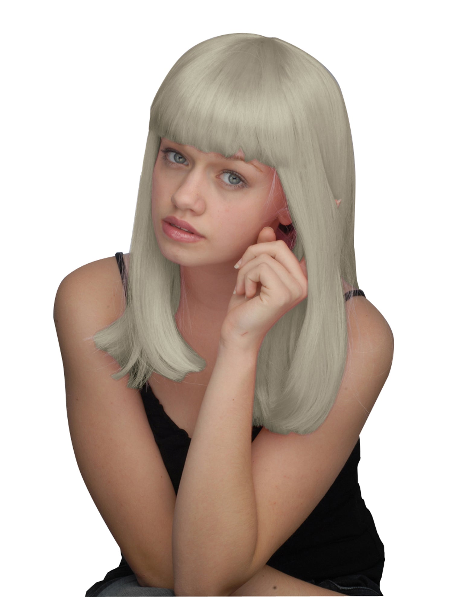 SHOULDER LENGTH WIG-SILVR 1