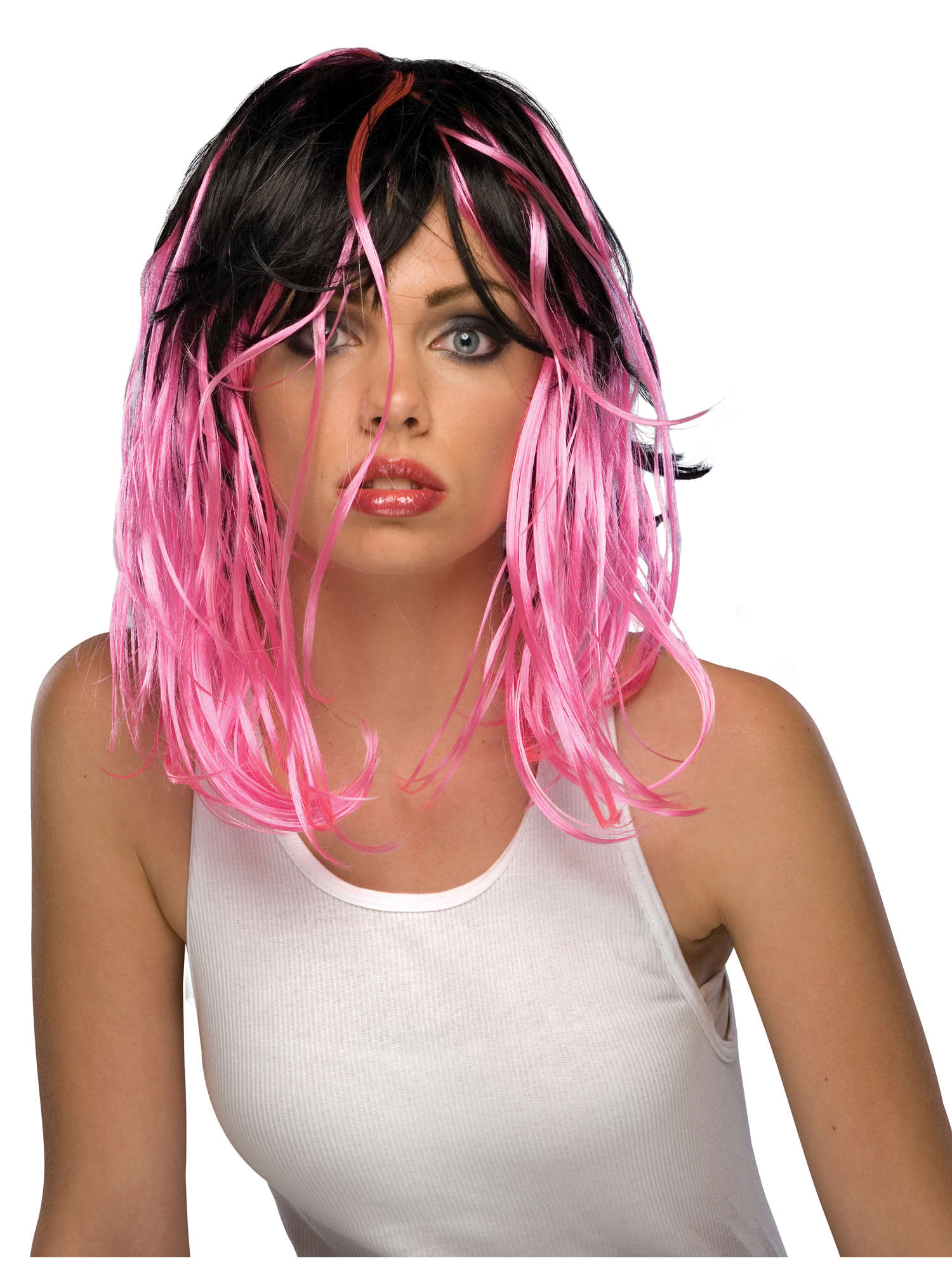 TWO-TONE STREAK WIG-PINK 1