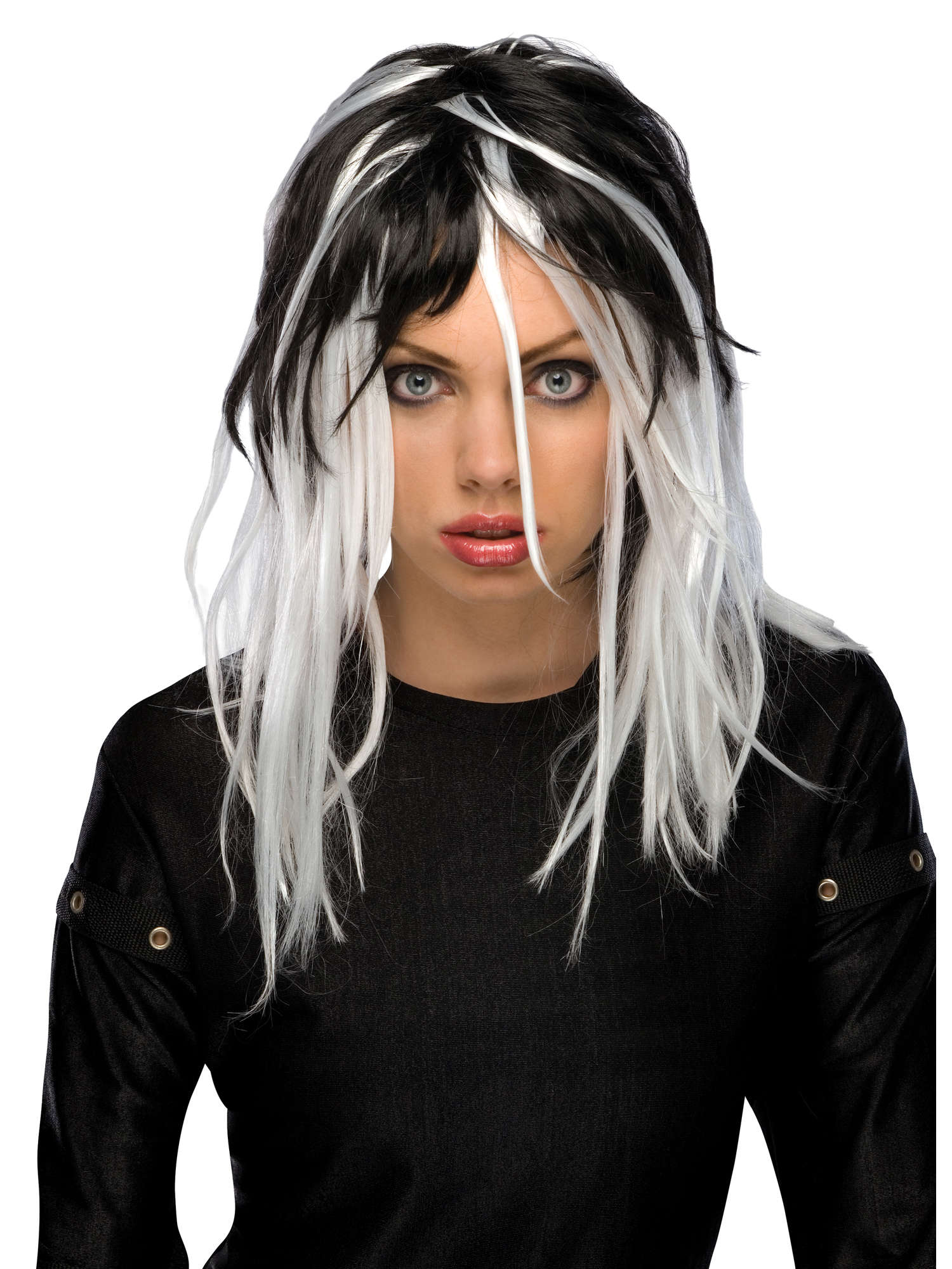TWO-TONE STREAK WIG-WHITE 1