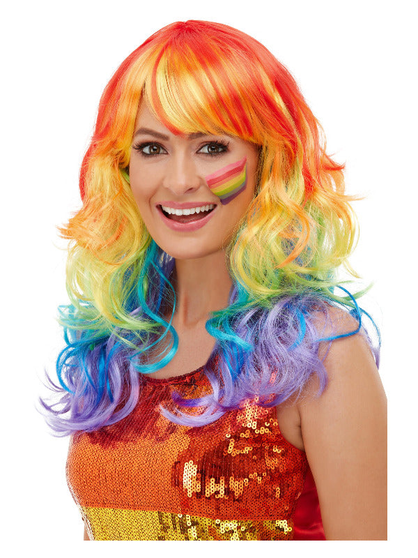 Rainbow Glam Wig, Multi-Coloured - 2