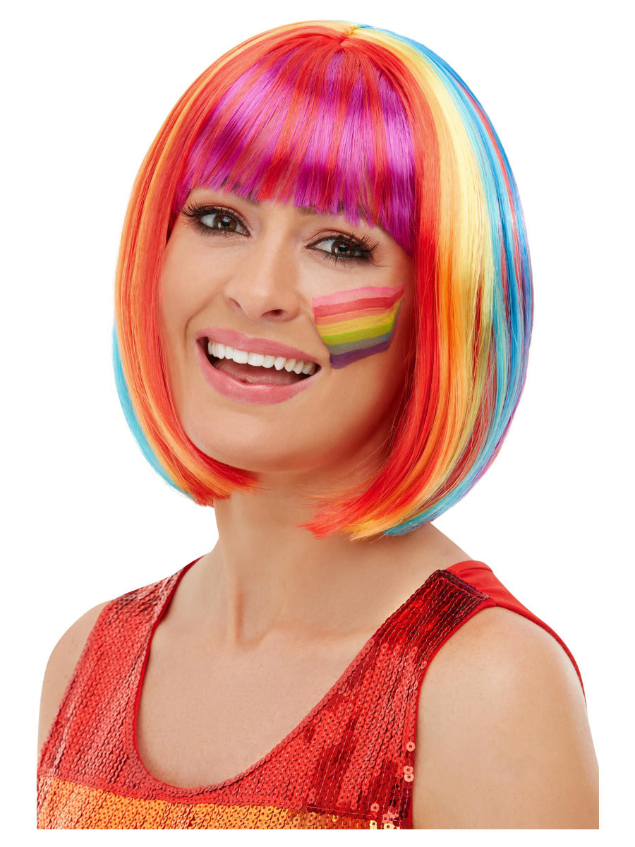 Rainbow Bob Wig, Multi-Coloured - 1