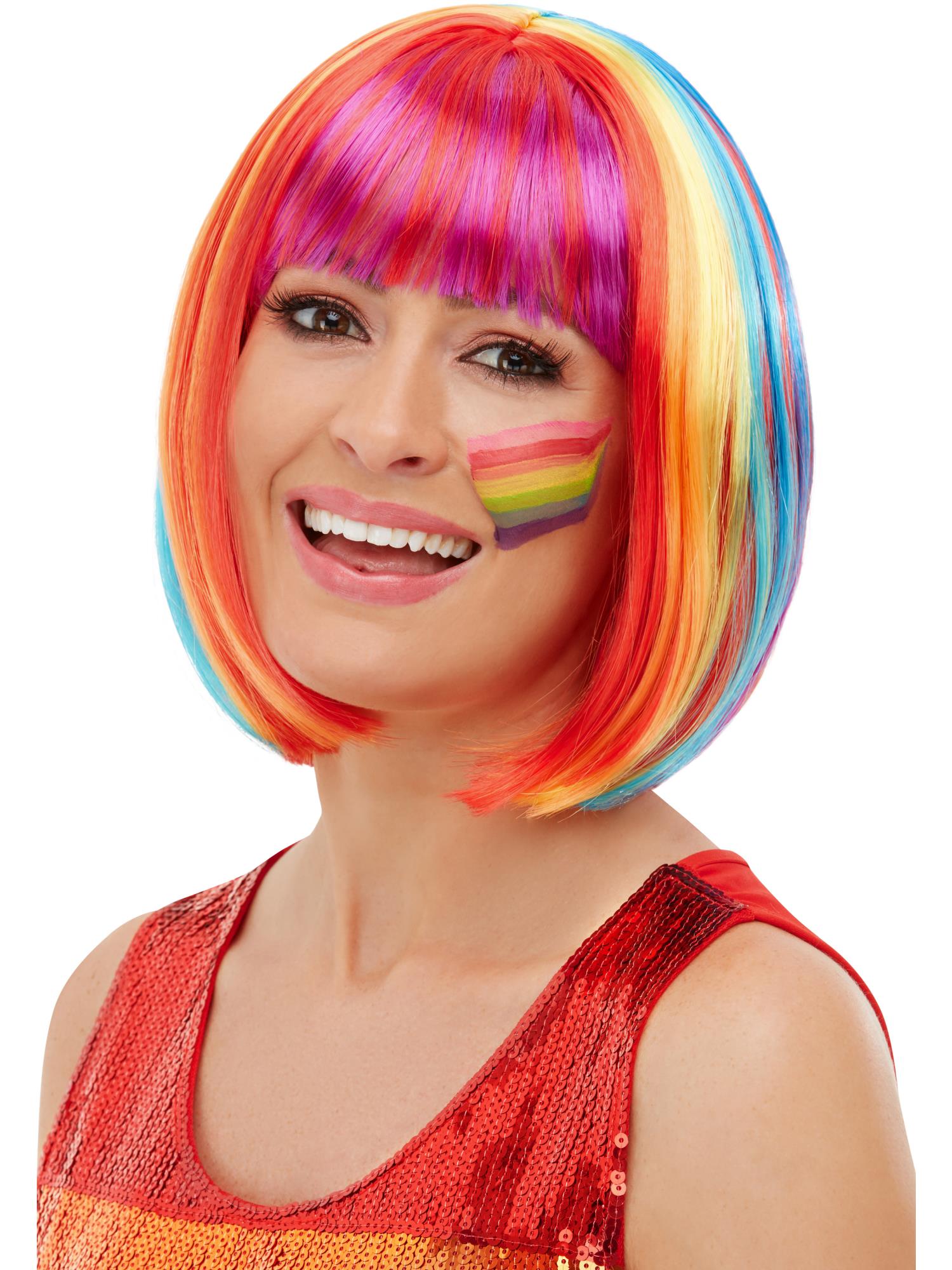 Rainbow Bob Wig, Multi-Coloured 1