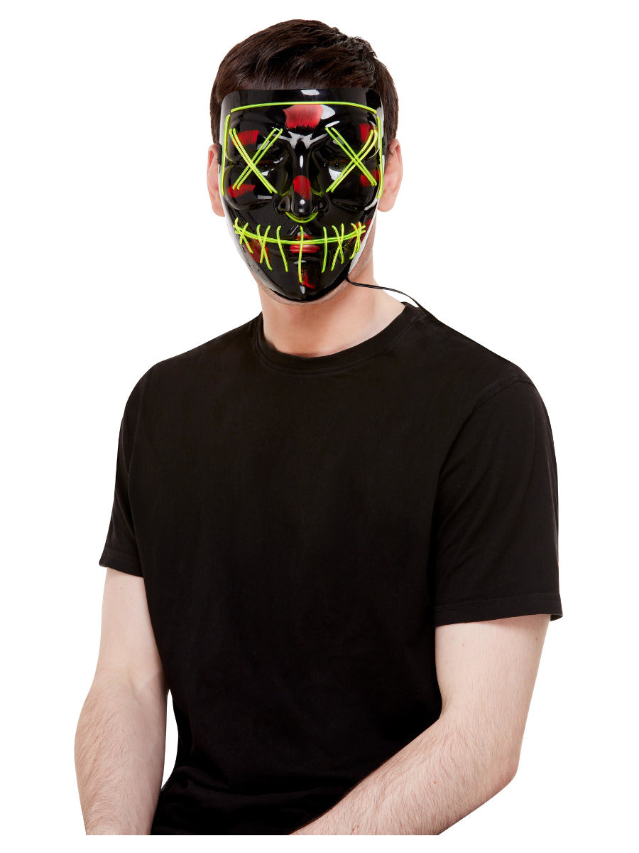 Stitch Face Mask, Green Neon Light Up, Black - 1