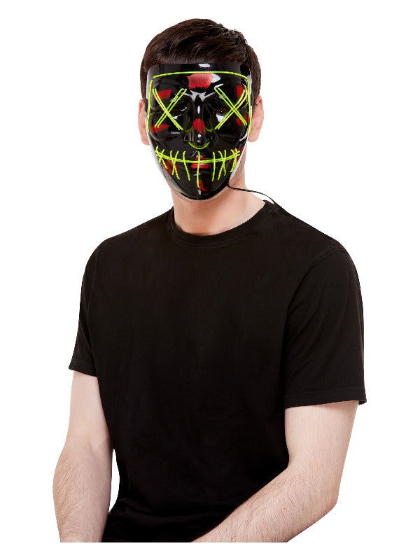 Stitch Face Mask, Green Neon Light Up, Black - 2