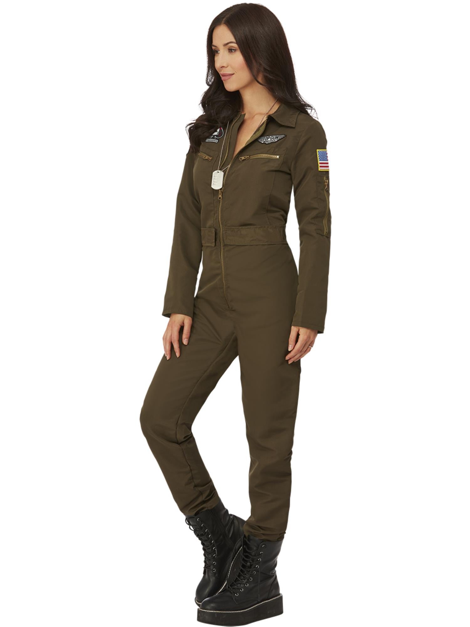 Top Gun Maverick Ladies Aviator Costume, Green 3