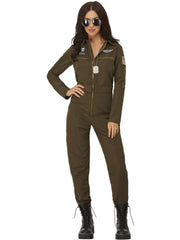 Top Gun Maverick Ladies Aviator Costume, Green 1