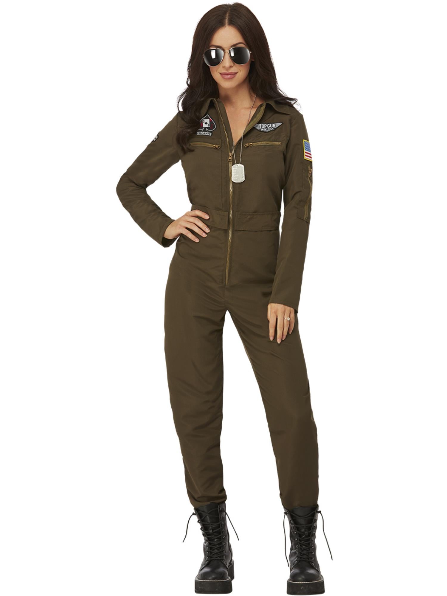 Top Gun Maverick Ladies Aviator Costume, Green 1