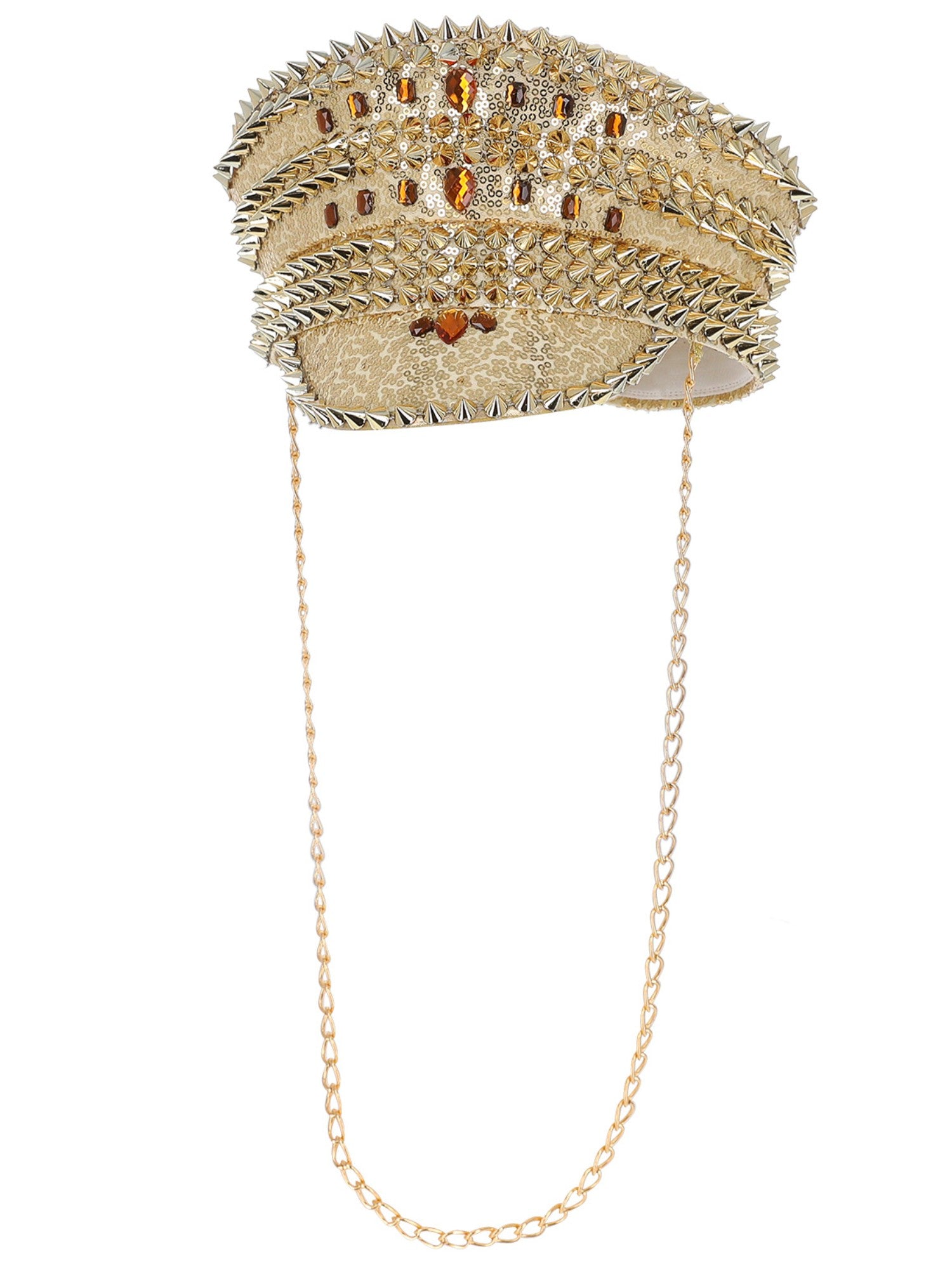 Fever Deluxe Sequin Studded Captains Hat, Gold 2