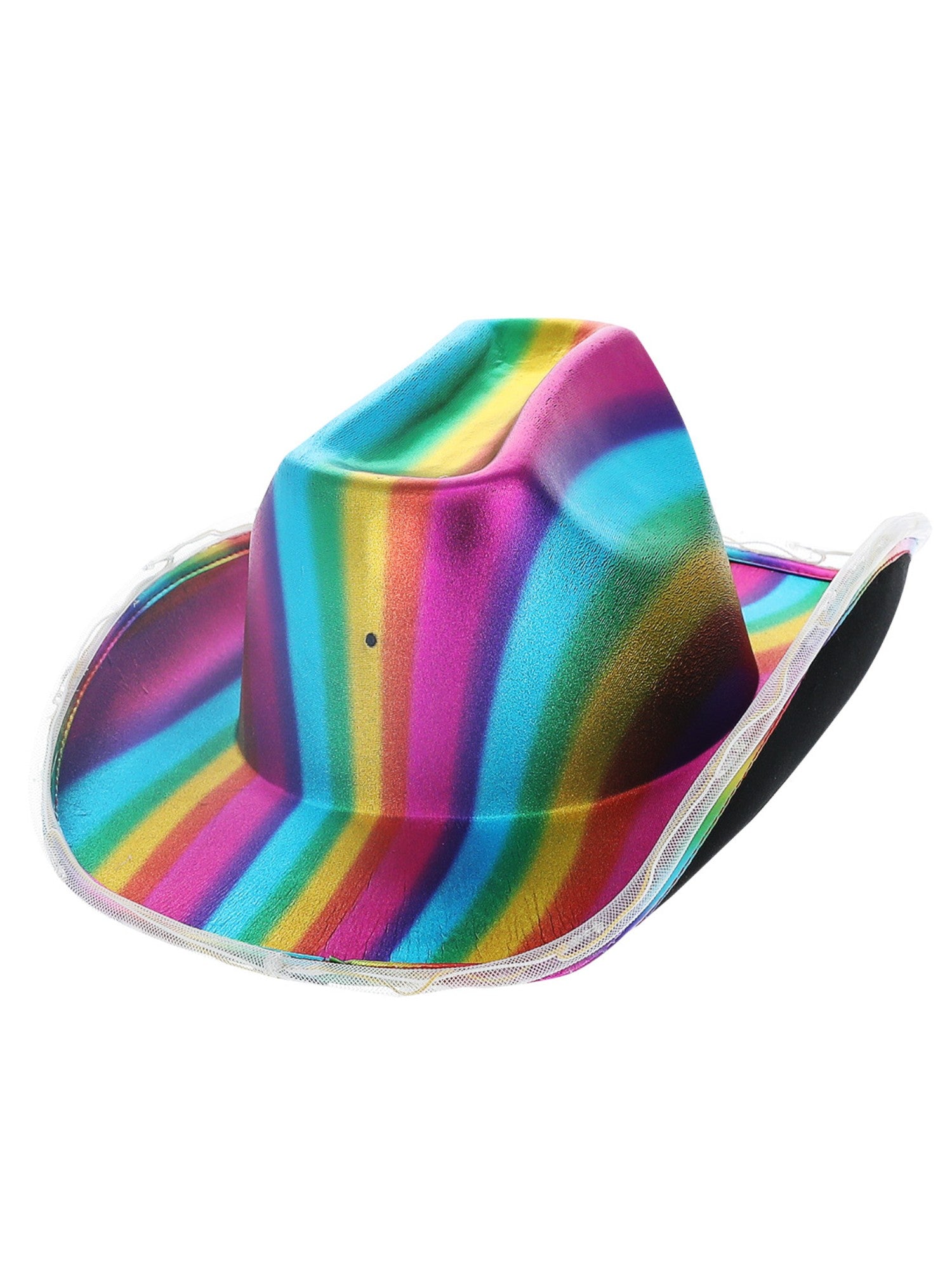 LED Light Up Metallic Cowboy Hat, Rainbow 2