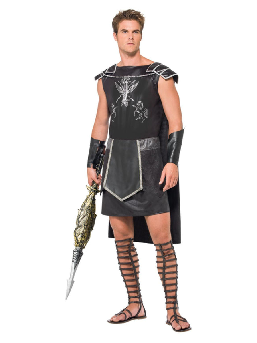 Male Dark Gladiator Costume, Black - 1