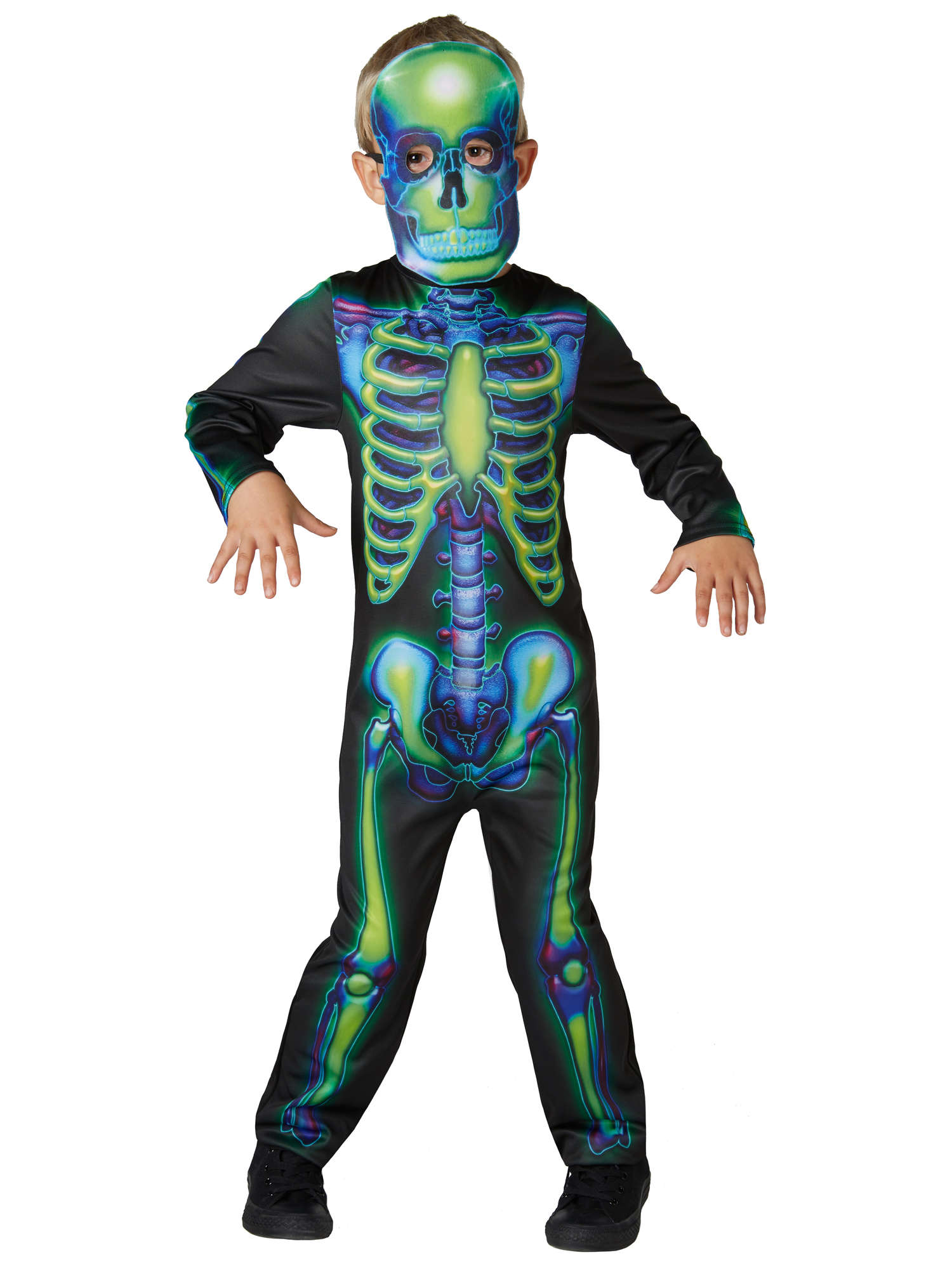 Neon Skeleton Glow In The Dark Costume - Childrens