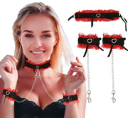 SET OF HANDCUFFS AND CHOKER WITH CHAINS
