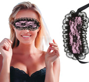 PINK MASK WITH BLACK LACE