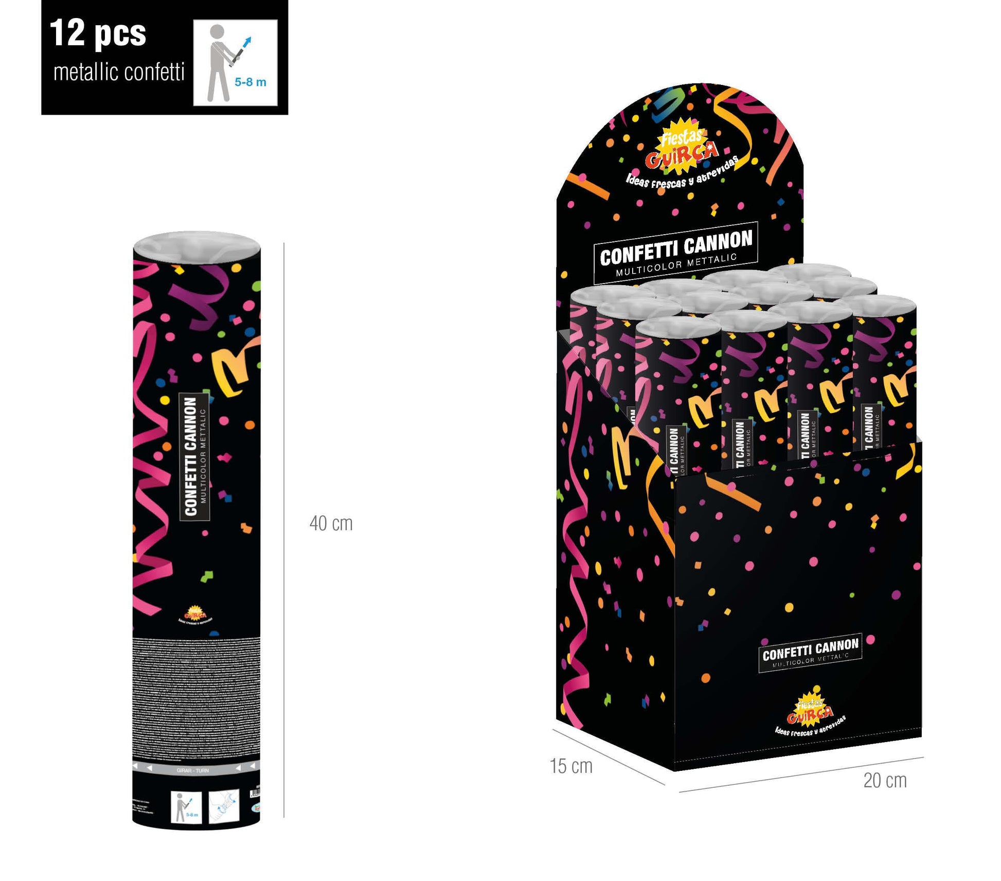 CONFETTI CANNON,  40 CM COMPRESSED AIR