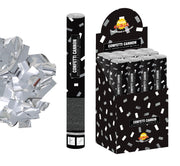 SILVER CONFETTI CANNON, 50 CM COMPRESSED AIR