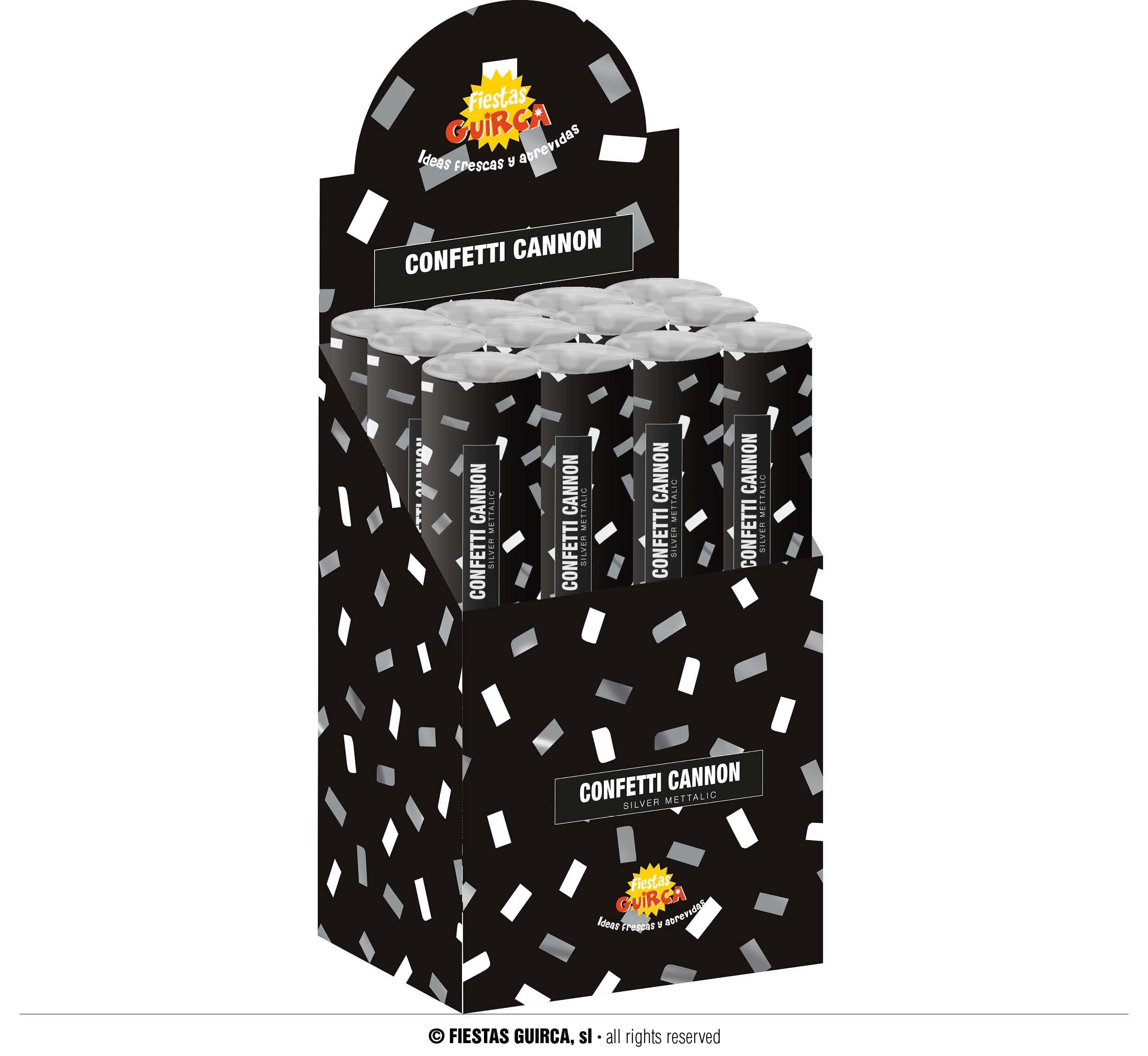 SILVER CONFETTI CANNON, 50 CM COMPRESSED AIR