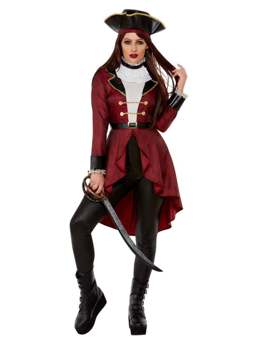 Deluxe Swashbuckler Pirate Costume, Burgundy - 1