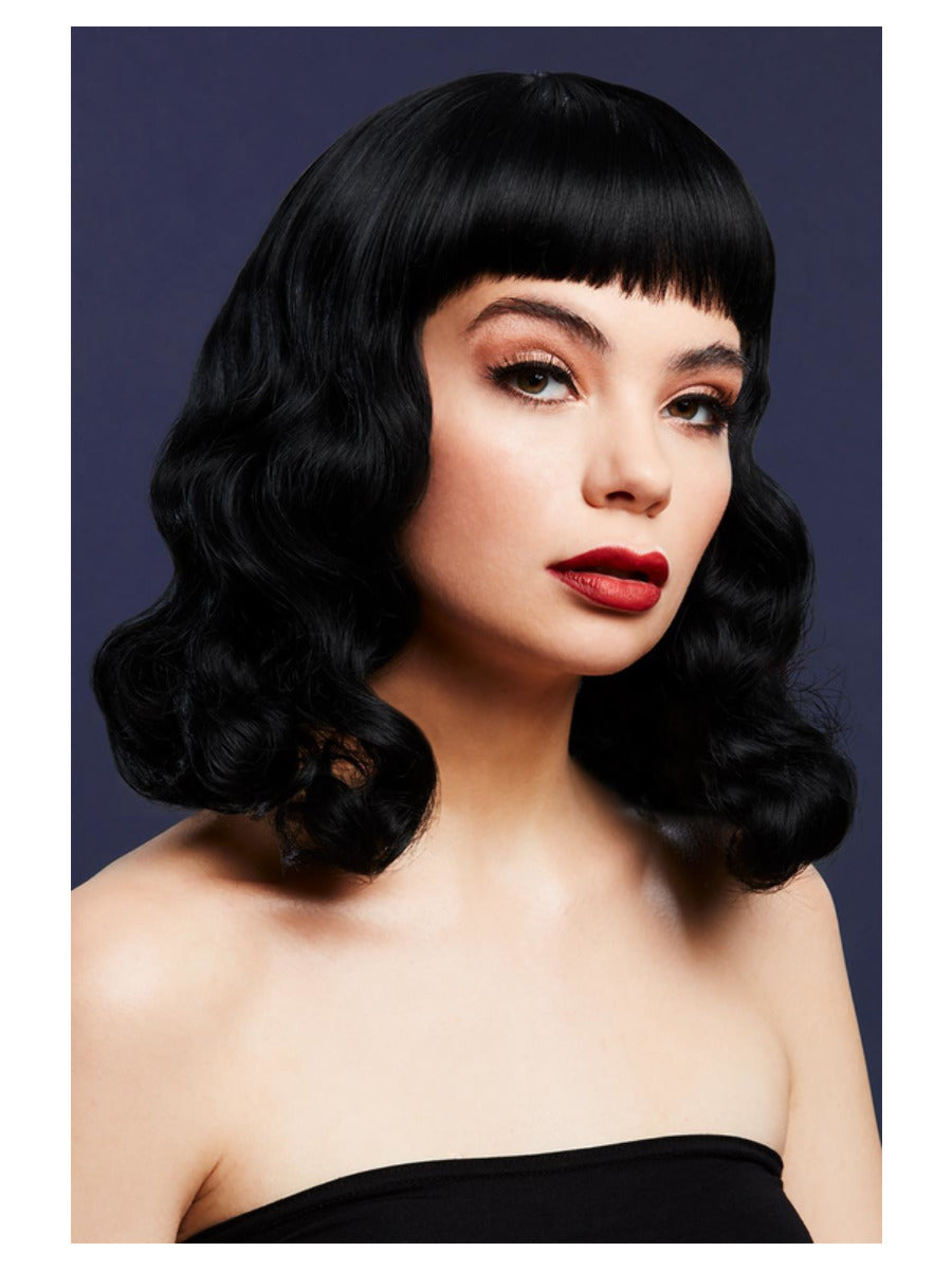 Fever Bettie Wig with Short Fringe, Black - 1