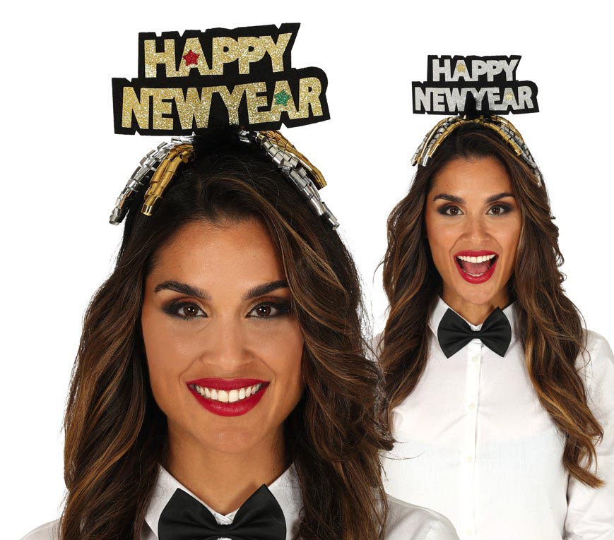 GOLD AND SILVER "HAPPY NEW YEAR" HAIRBAN