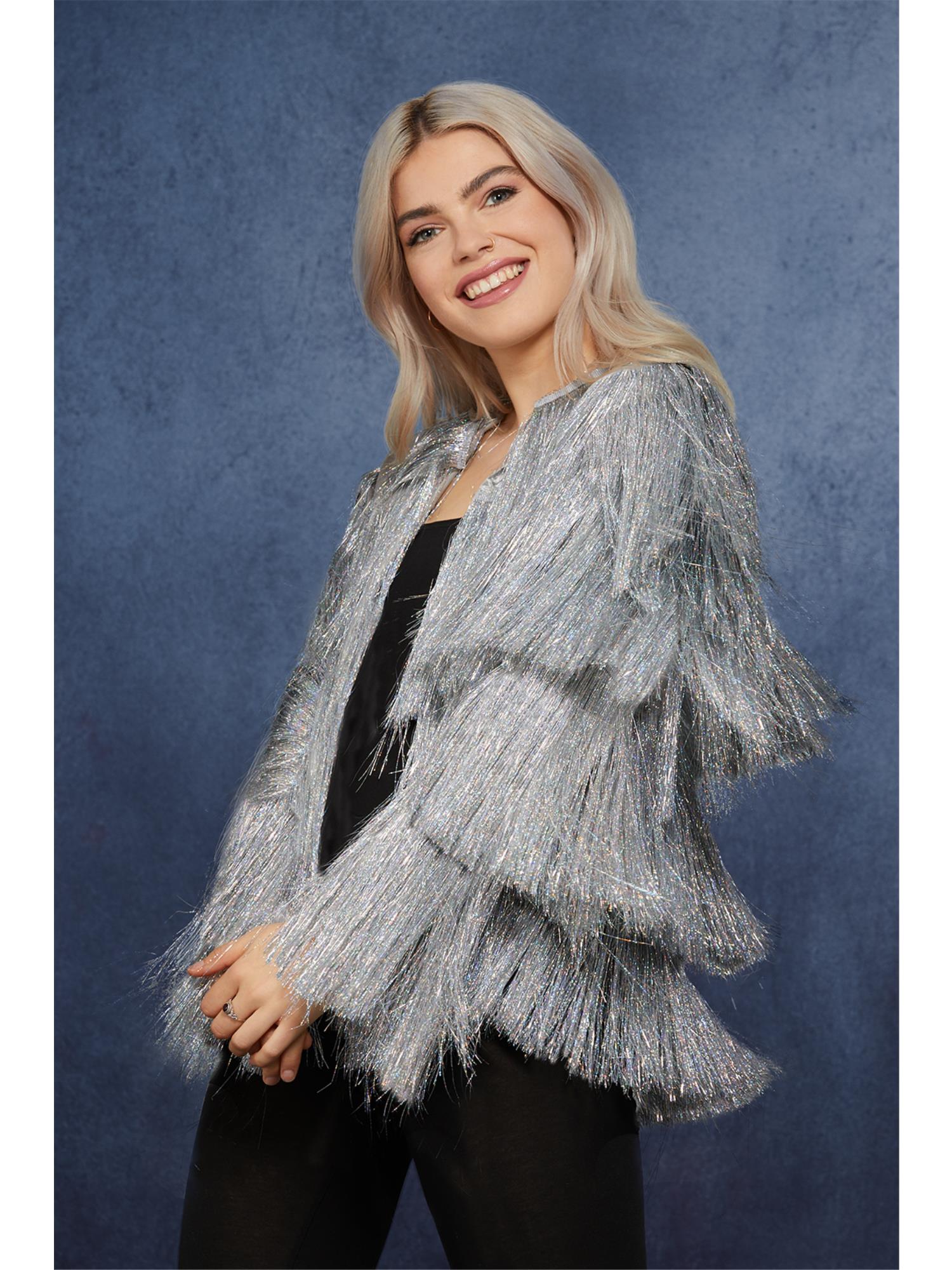 Fever Tinsel Festival Jacket, Silver 1