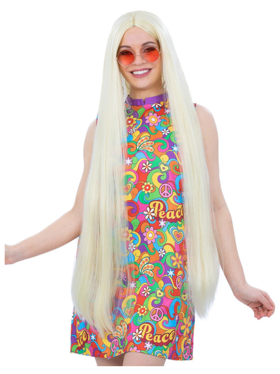 Extra Long Hippie Wig, Blonde - 1