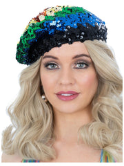 Sequin Beret, Rainbow - 1