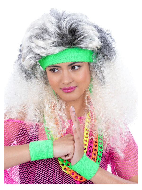 80s Neon Sweatbands, Green - 2