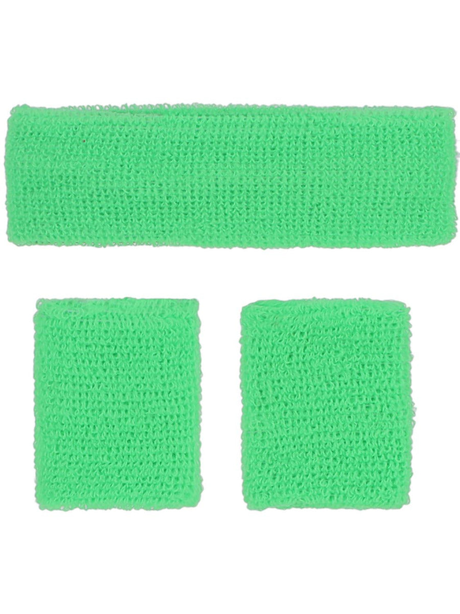 80s Neon Sweatbands, Green - 3
