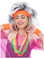 80s Neon Sweatbands, Orange - 1